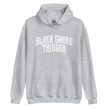 Load image into Gallery viewer, BST White Logo Hoodie - Black Smoke Trigger