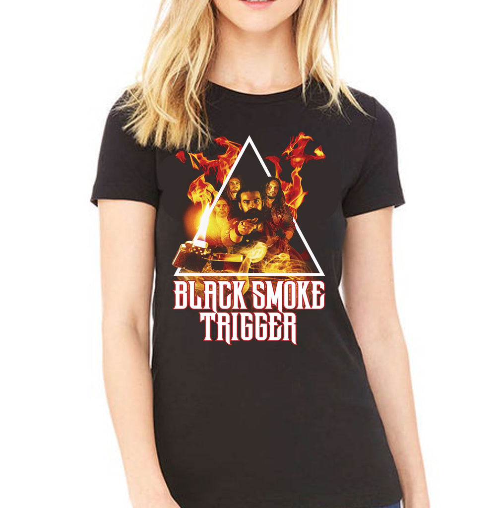 Womens Black Smoke Trigger Photo Art Shirt - Black Smoke Trigger