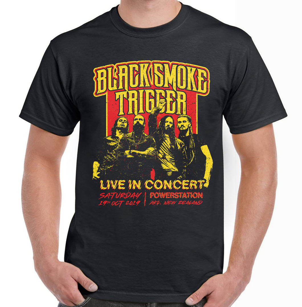 Black Smoke Trigger - Retro Live In Concert Shirt - Red / Yellow - Black Smoke Trigger